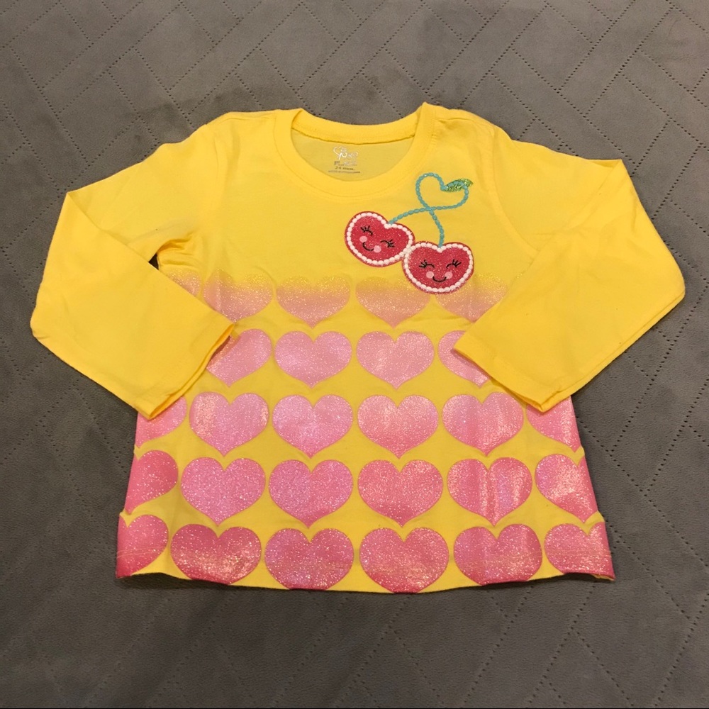 NWT The Children’s Place Cherry Heart Yellow Tee